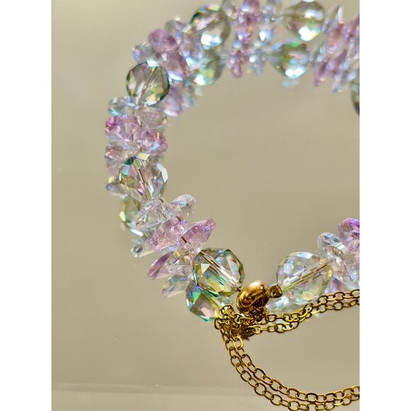 Swarovski Beaded Bracelet Green & Pink - Picture 3 of 8